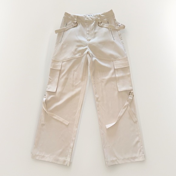 Alice elle Pants - Alice Elle Ivory White Cargo Suspender Wide Leg Lightweight Pants Womens Size 10